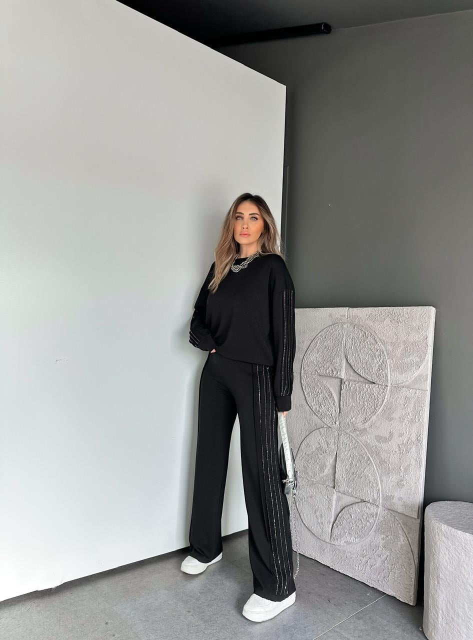 Siyah Sıra Taşlı Biyeli Modal Takım