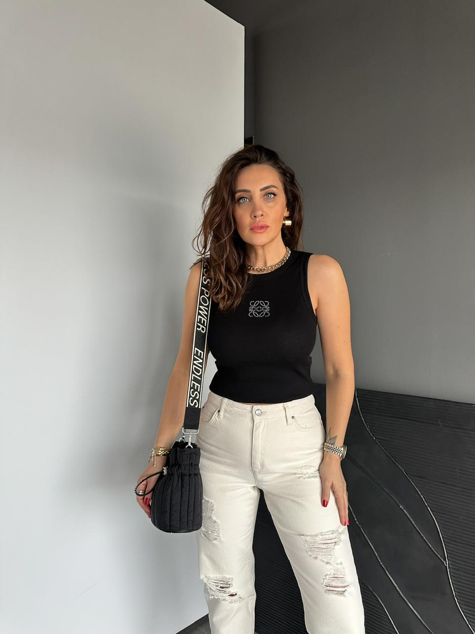 Siyah Taş İşlemeli Atlet