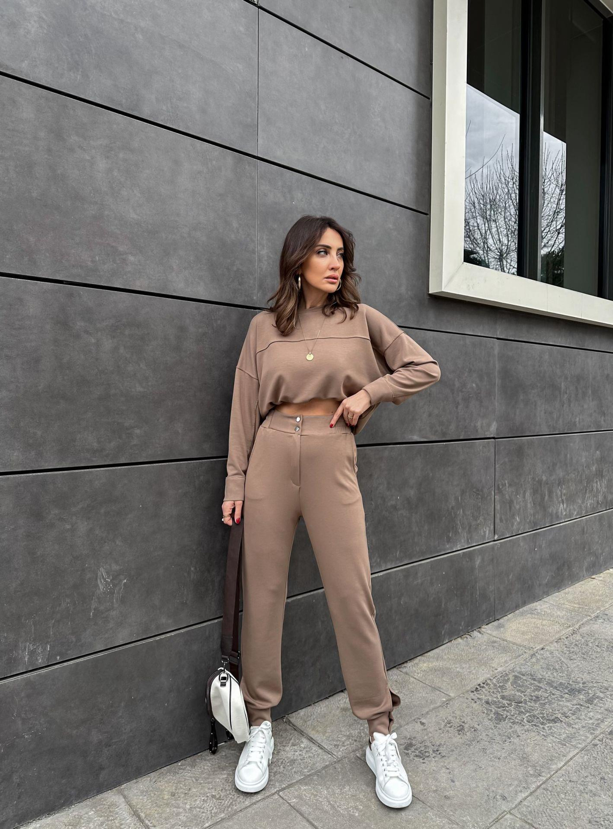 Sütlü Kahve Çıtçıtlı Modal Takım