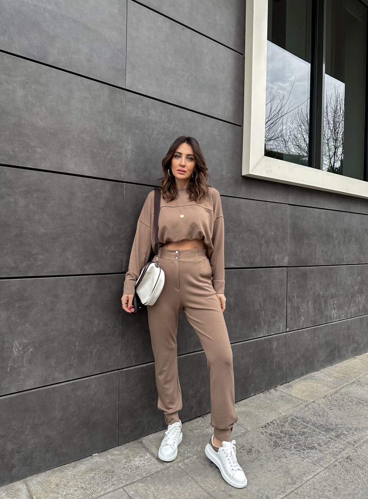 Sütlü Kahve Çıtçıtlı Modal Takım