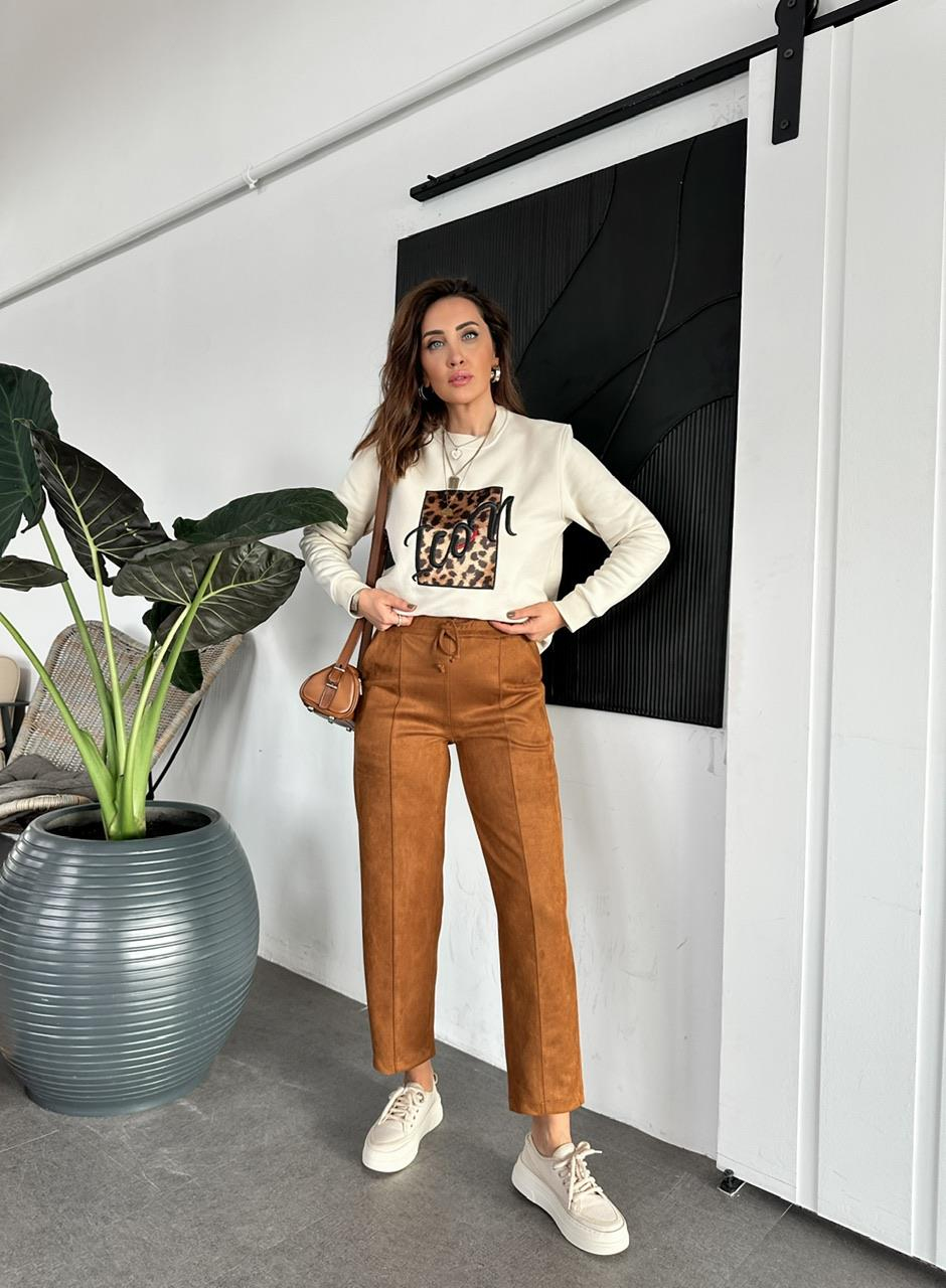Taba Çımalı Süet Pantolon