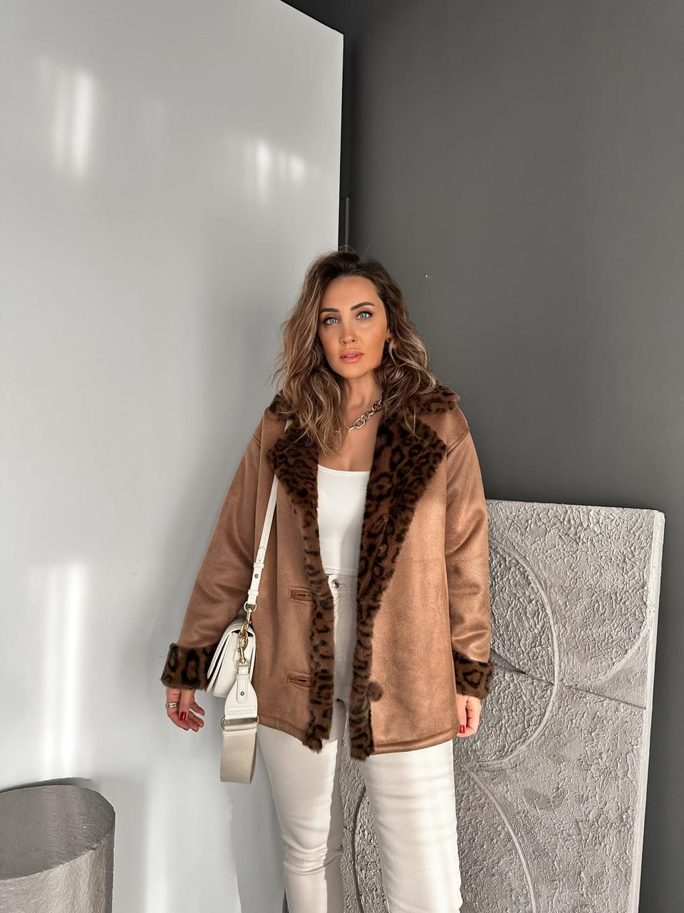 Taba Leopar Kürklü Mont
