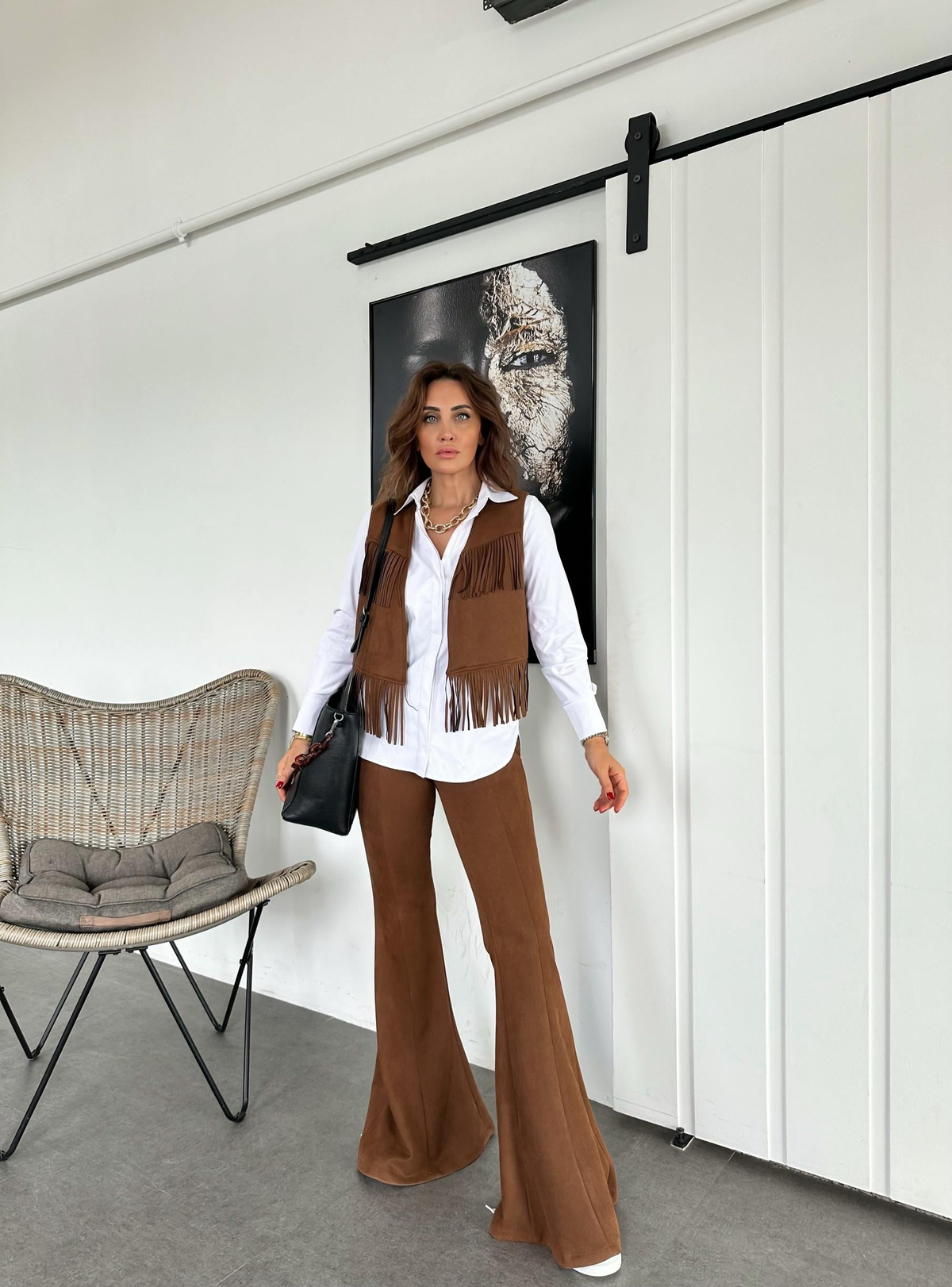 Taba Püsküllü Yelekli Takım