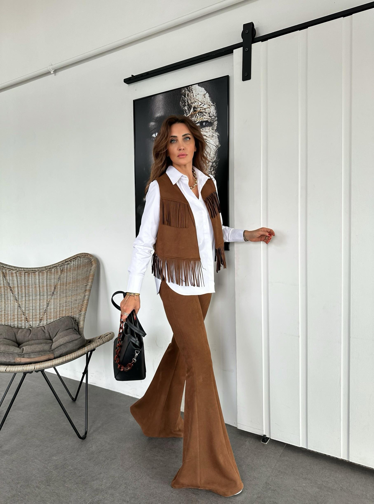 Taba Püsküllü Yelekli Takım