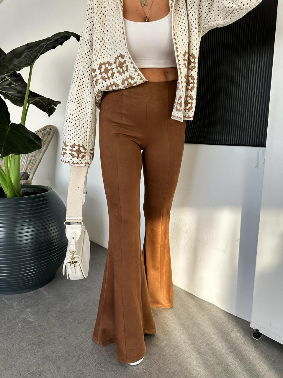 Taba Süet İspanyol Paça Pantolon