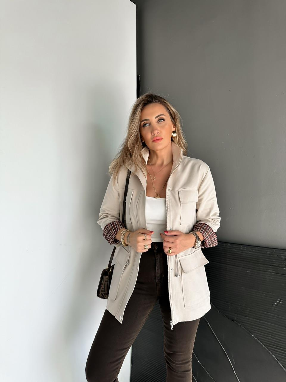 Taş Ekose Astarlı Safari Trençkot