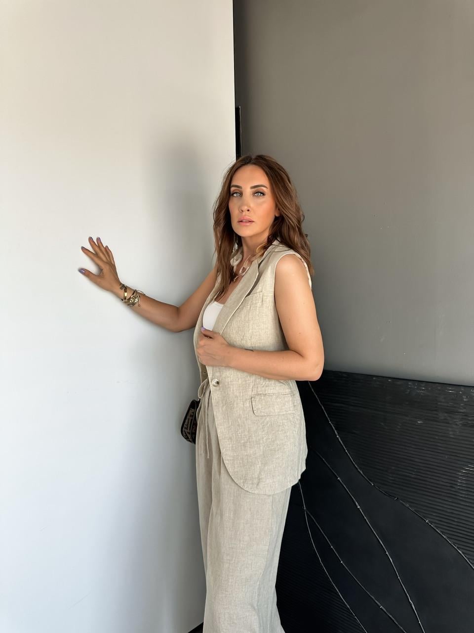Taş Ham Keten Büzülebilir Yelek
