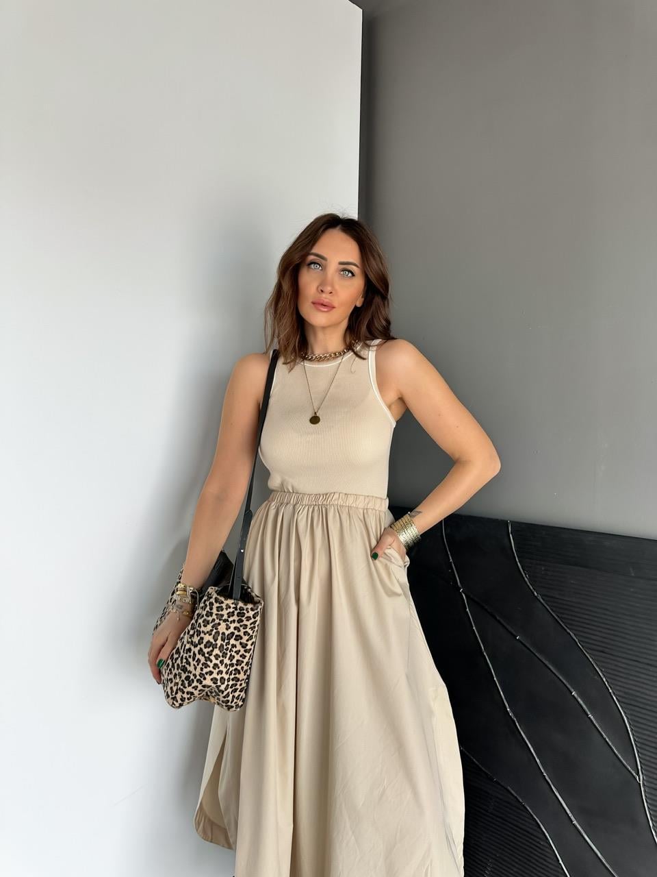 Taş Kaşkorse Poplin Elbise