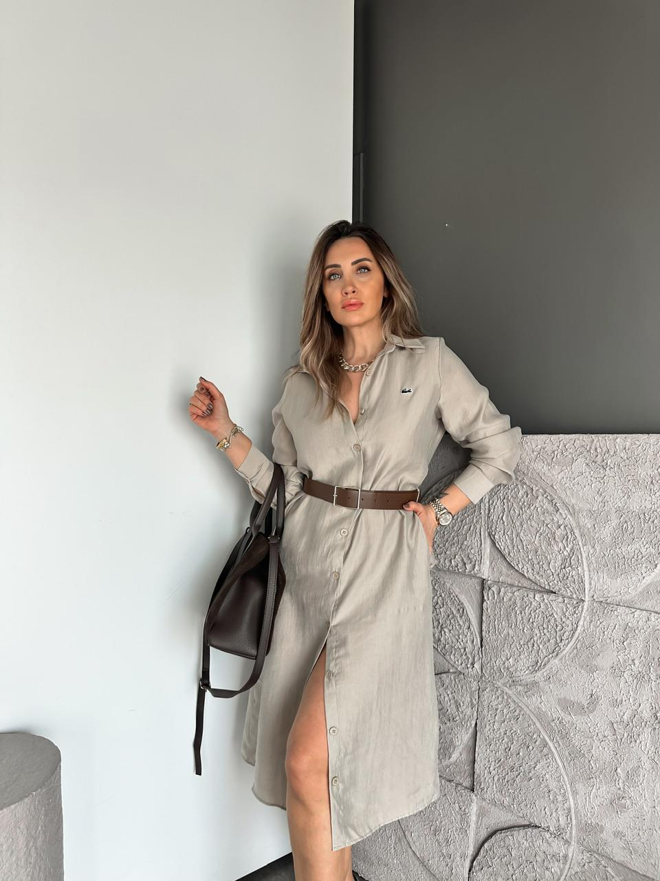 Taş Kemerli Logolu Tensel Elbise