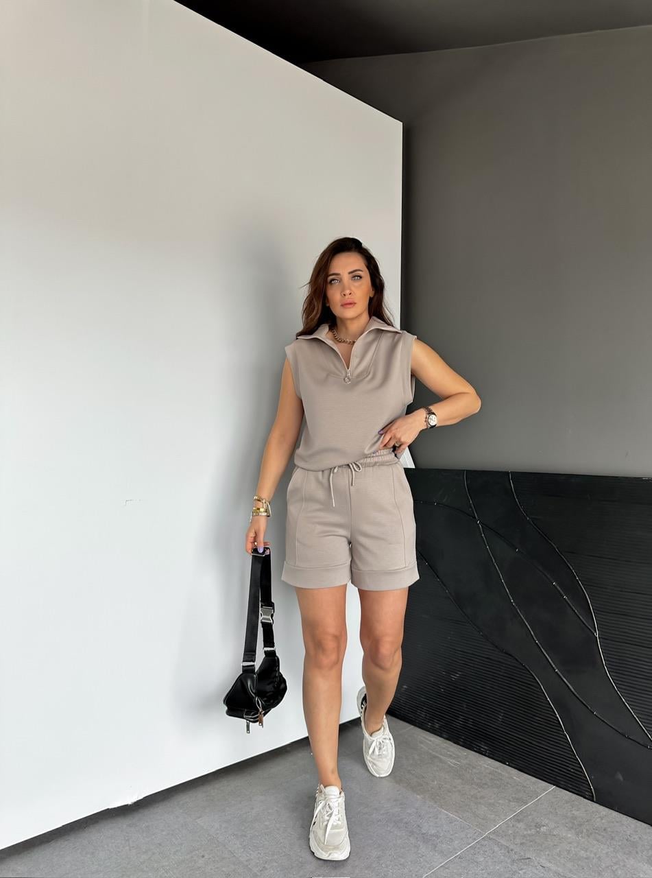 Taş Polo Yaka Şortlu Modal Takım