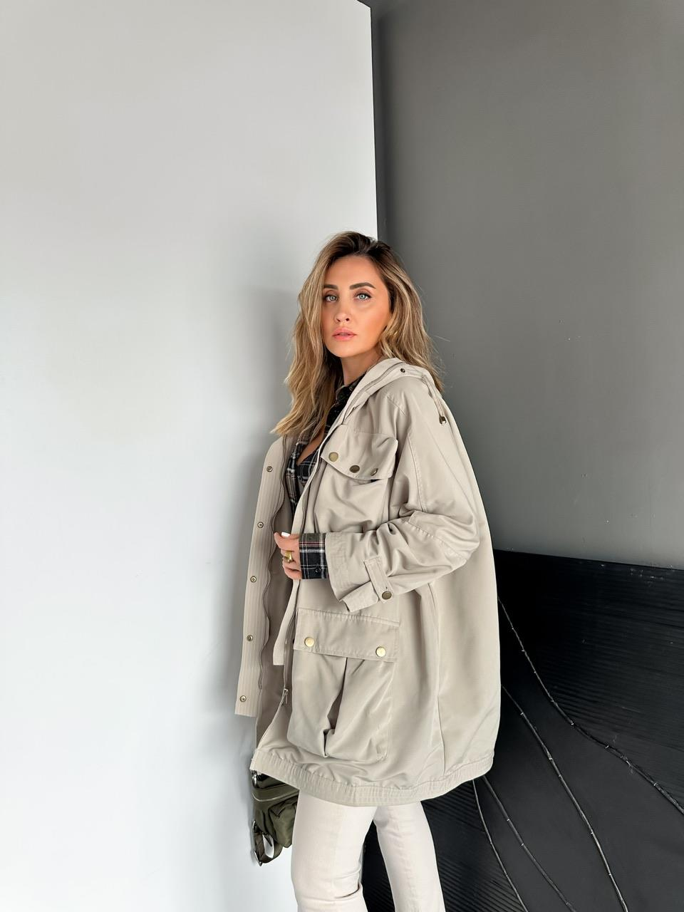Taş Safari Cepli Çıtçıtlı Tasarım Trençkot
