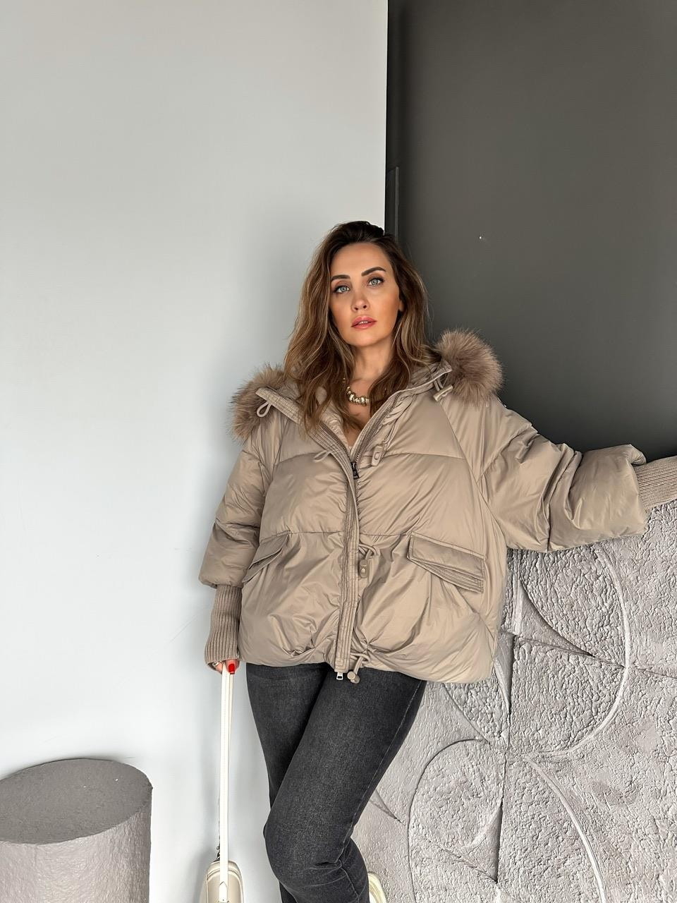Taş Triko Kollu Premium Şişme Mont