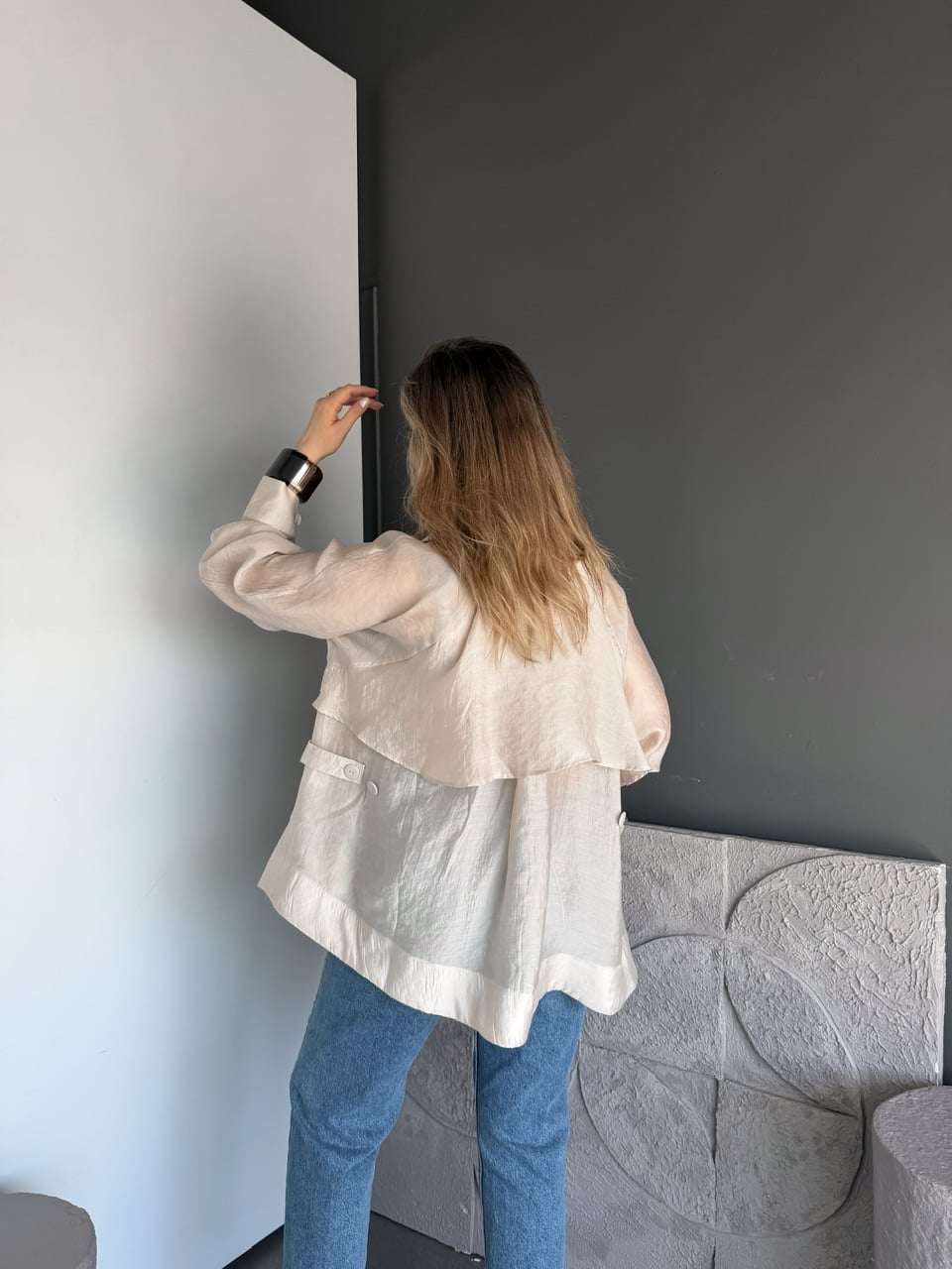Taş Yarasa Kol Oversize Gömlek