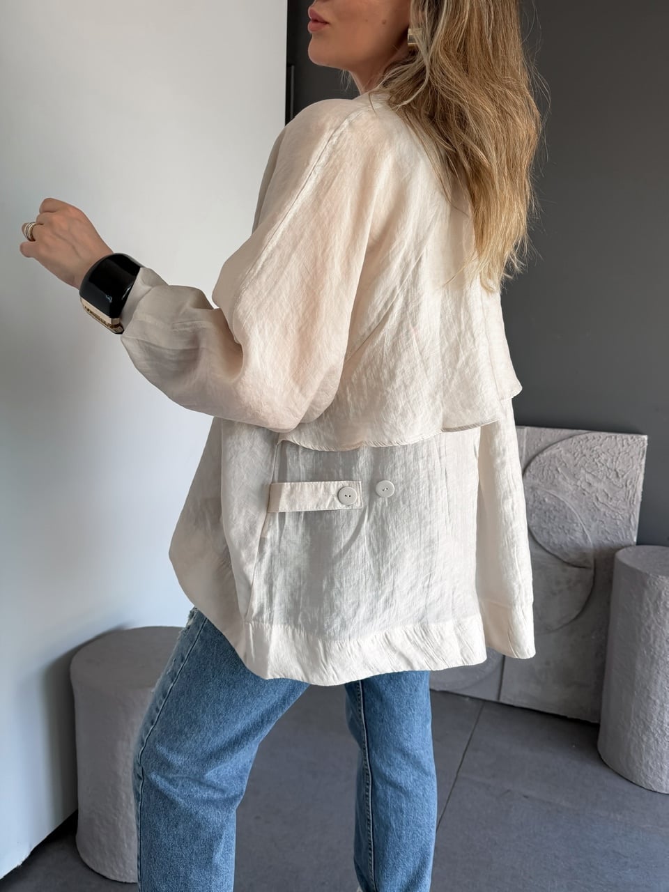 Taş Yarasa Kol Oversize Gömlek