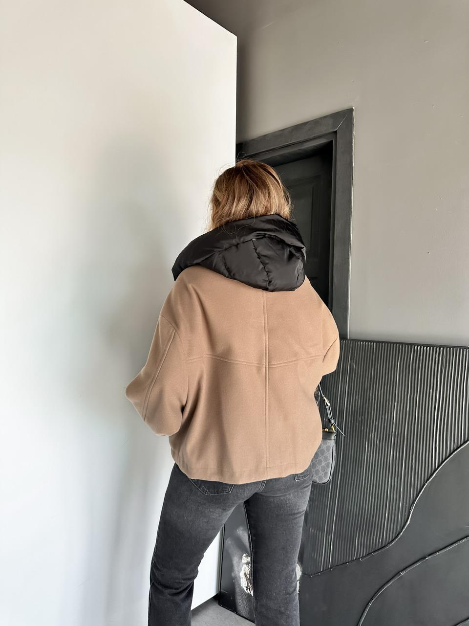 Vizon Kapşonlu Yarasa Kol Premium Mont