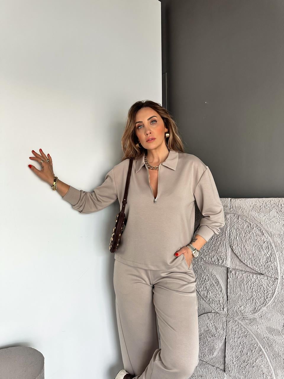 Vizon Polo Yaka Fermuarlı Modal Takım