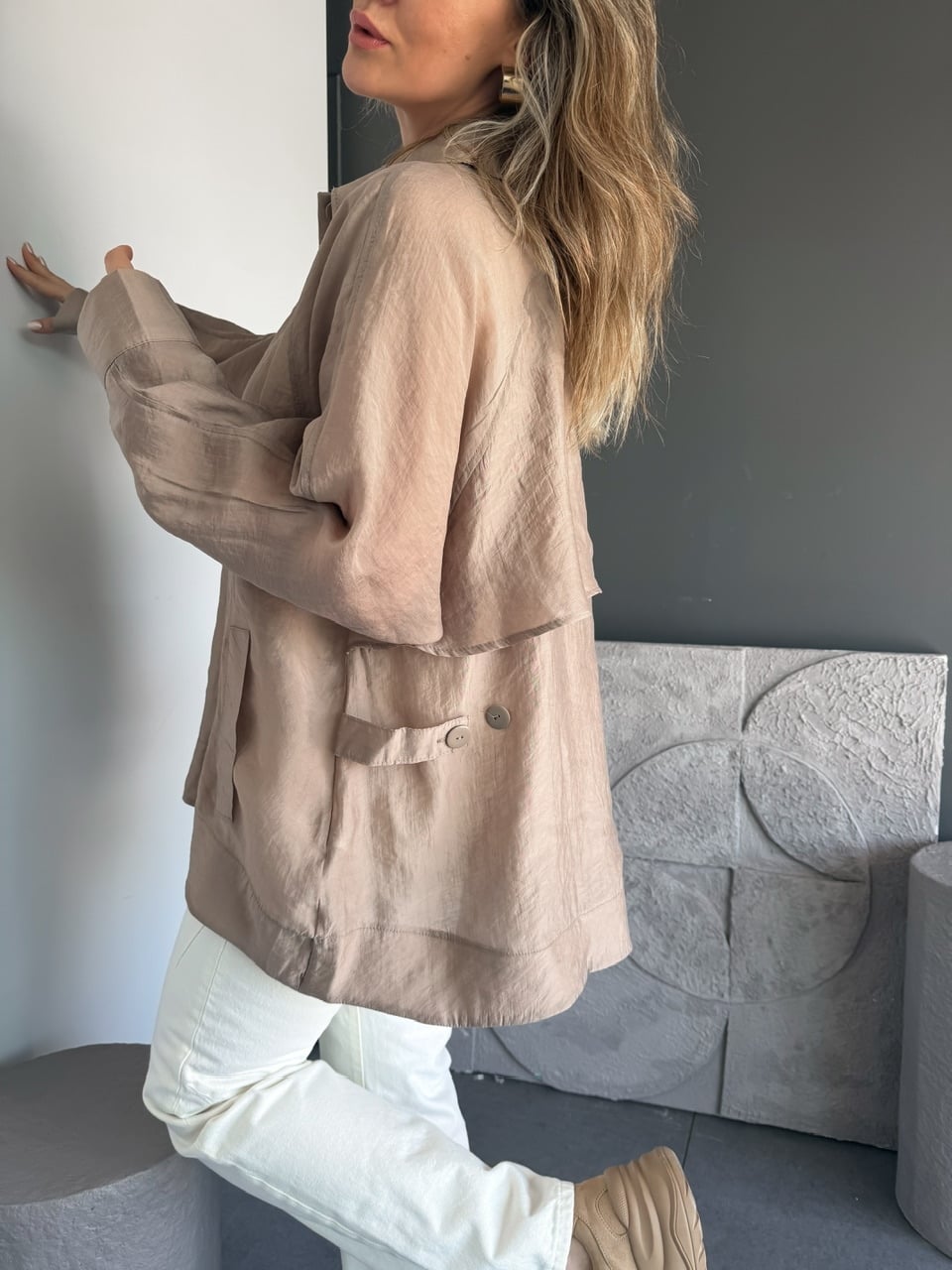 Vizon Yarasa Kol Oversize Gömlek