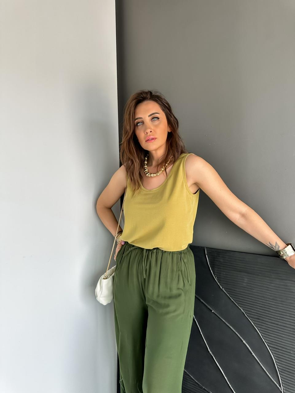 Yağ Yeşili Modal Basic Atlet