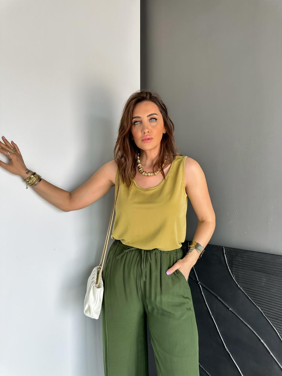 Yağ Yeşili Modal Basic Atlet