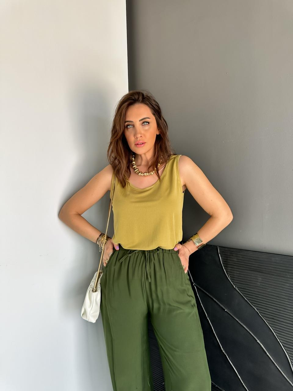 Yağ Yeşili Modal Basic Atlet