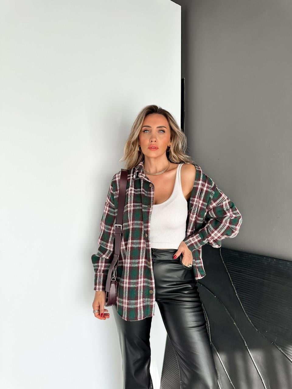 Yeşil Çıtçtılı Oduncu Gömlek