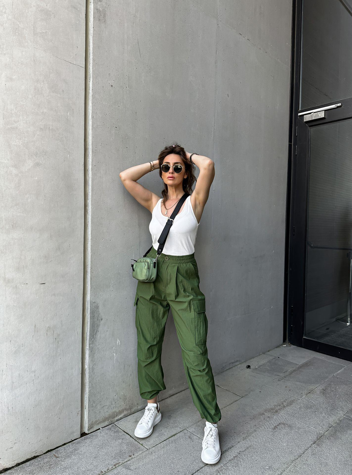 Yeşil Paraşüt Kumaş Kargo Pantolon