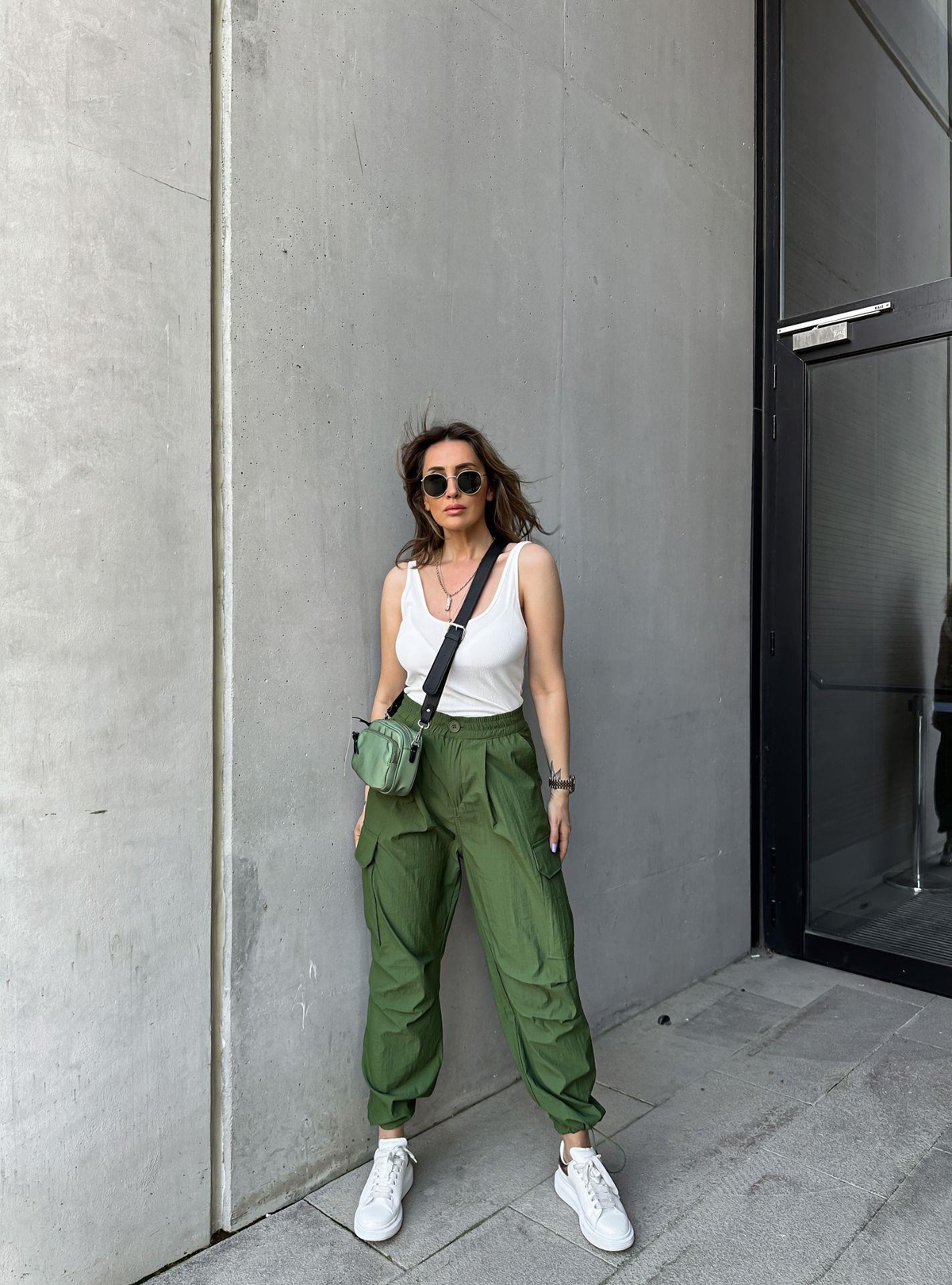 Yeşil Paraşüt Kumaş Kargo Pantolon