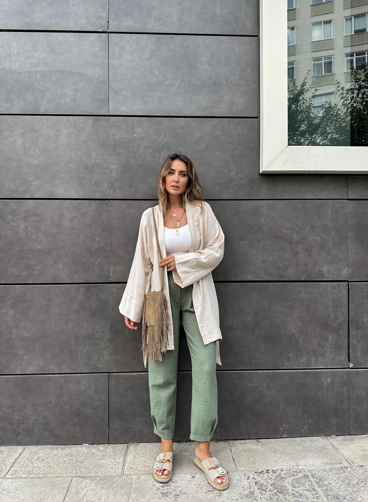Yeşil Pens Detaylı Pantolon