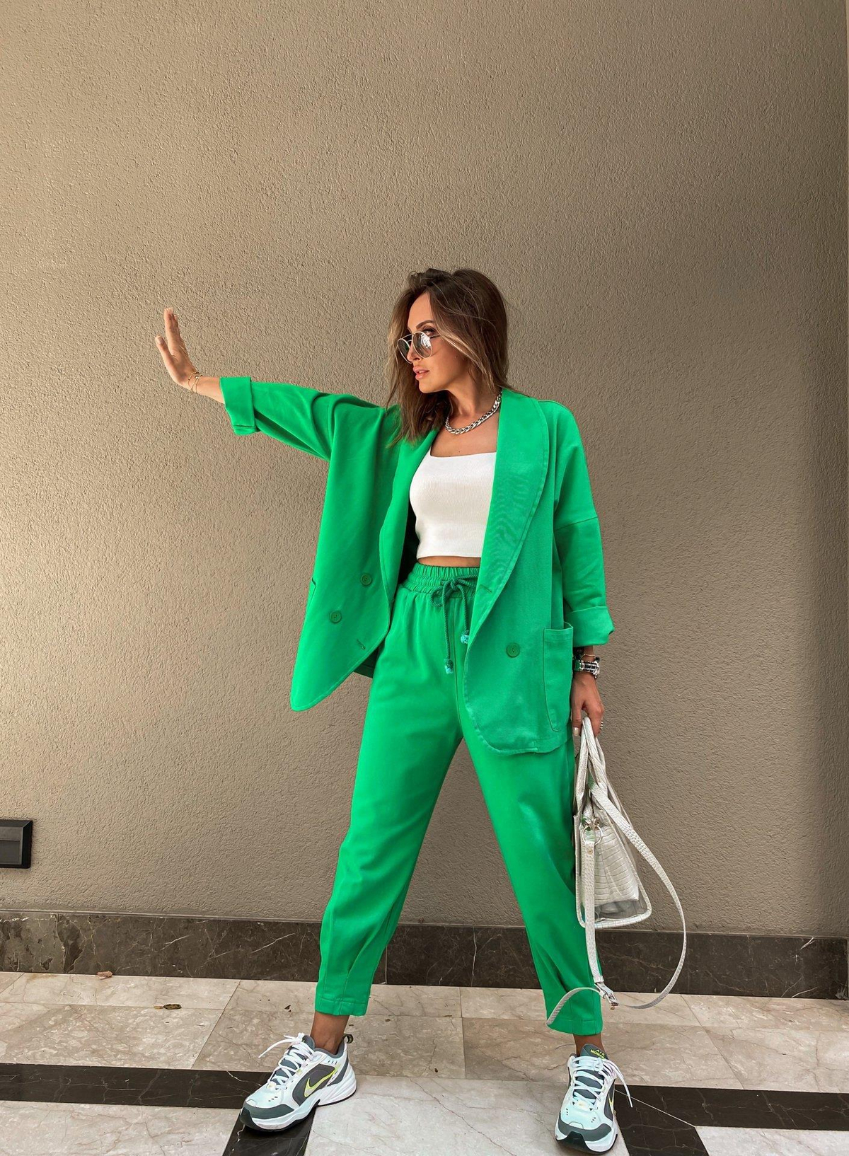 Yeşil Pensli Gabardin Pantolon