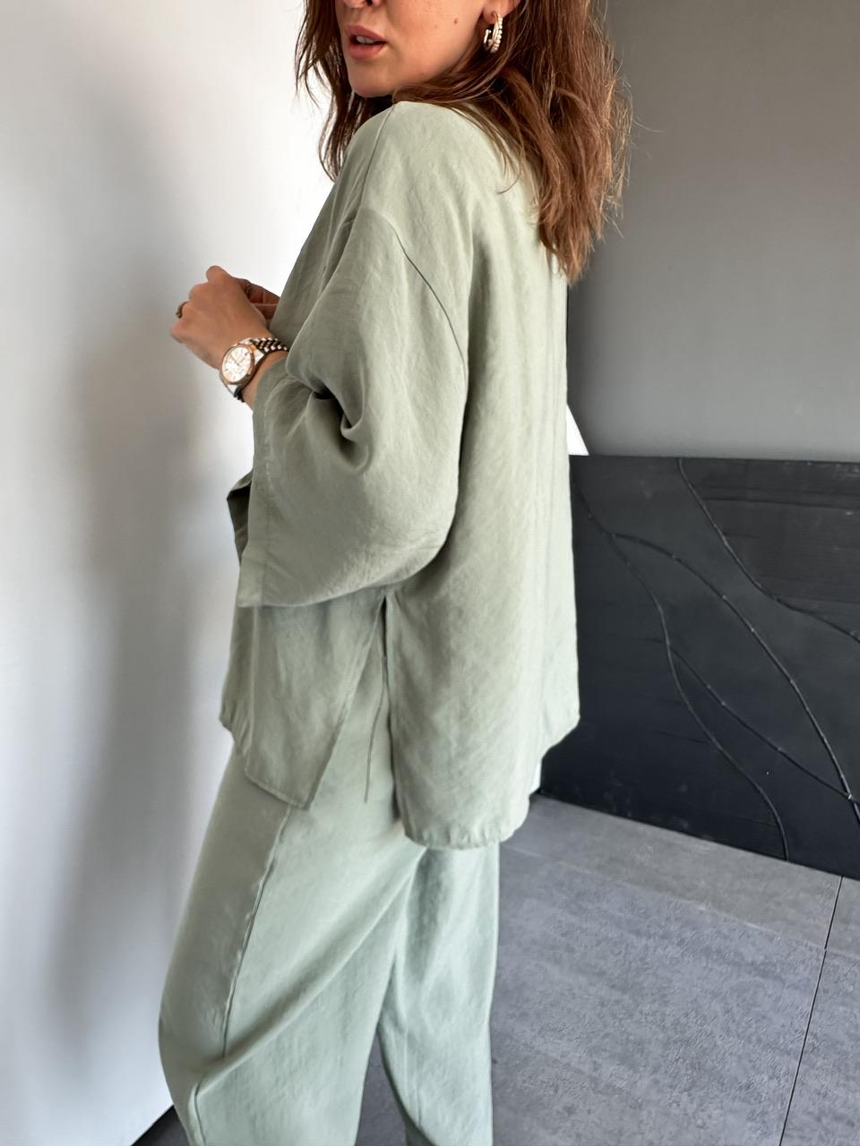 Yeşil Tek Düğmeli Fakir Kol Modal Takım