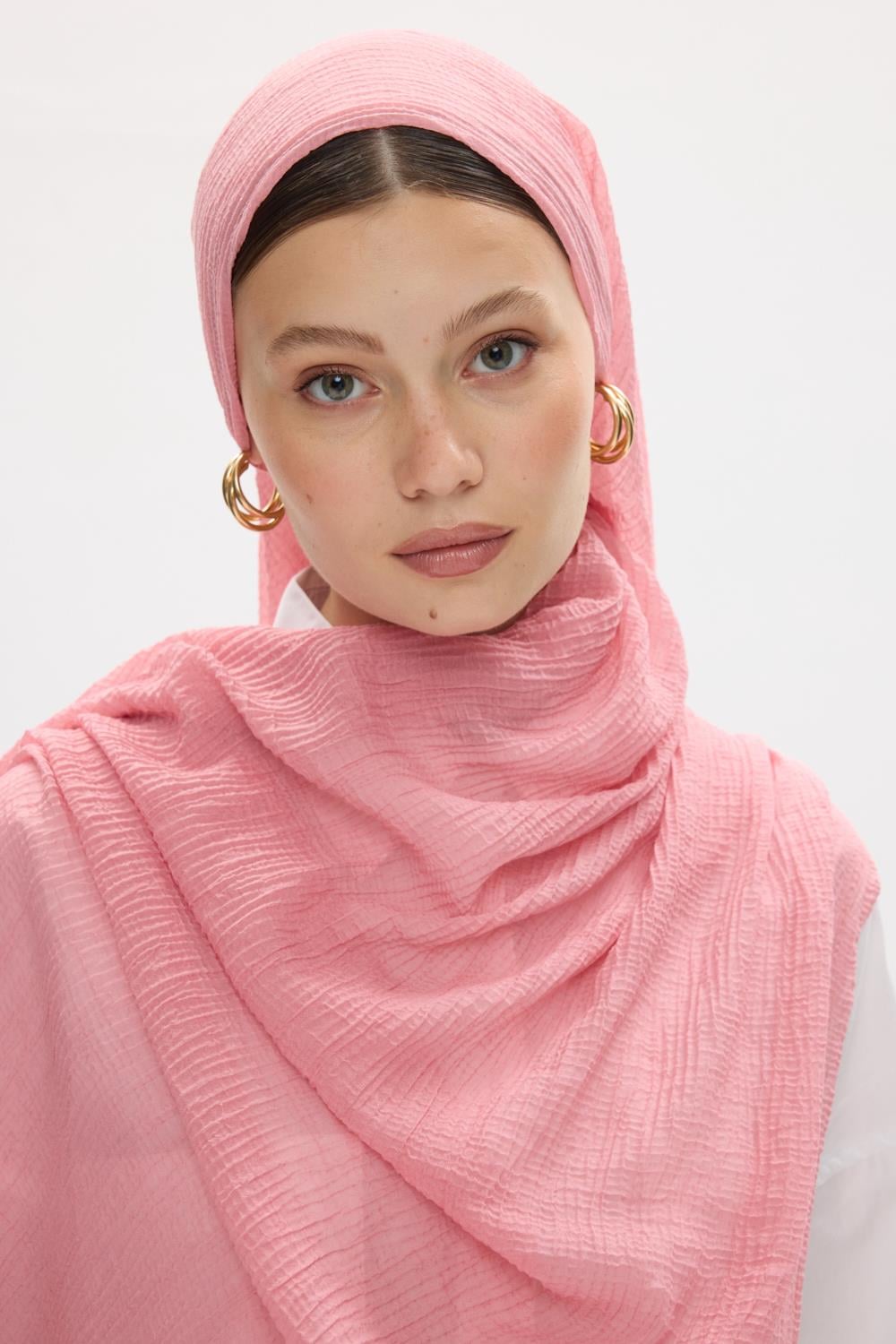 FREYA ŞEKER PEMBE MÜSLİN PÜSKÜLÜ BÜRÜMCÜK PAMUKLU ŞAL