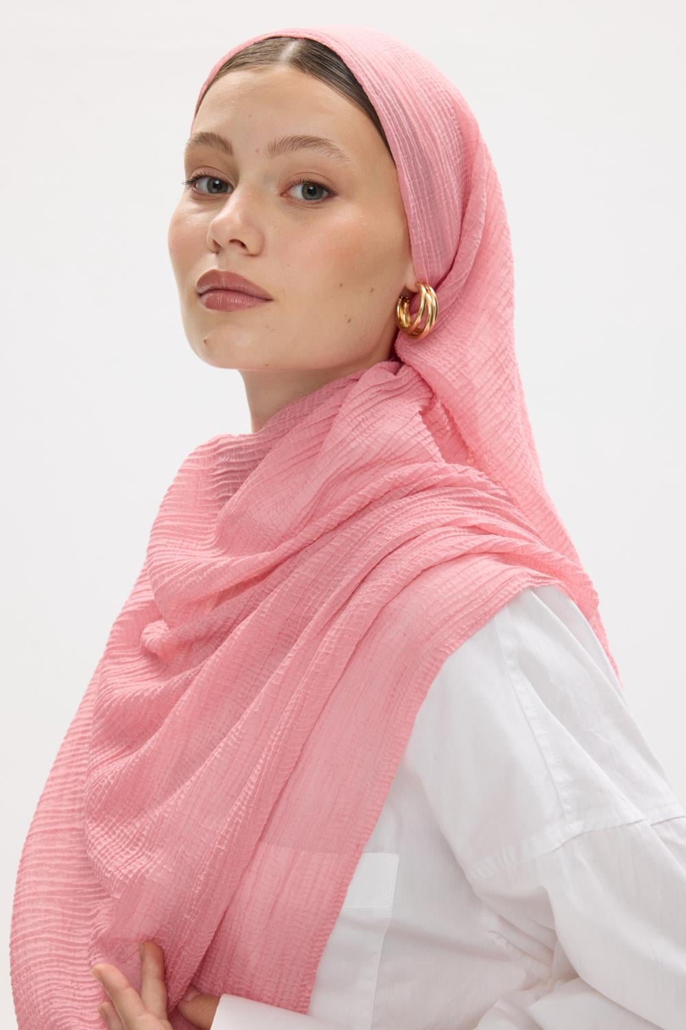 FREYA ŞEKER PEMBE MÜSLİN PÜSKÜLÜ BÜRÜMCÜK PAMUKLU ŞAL