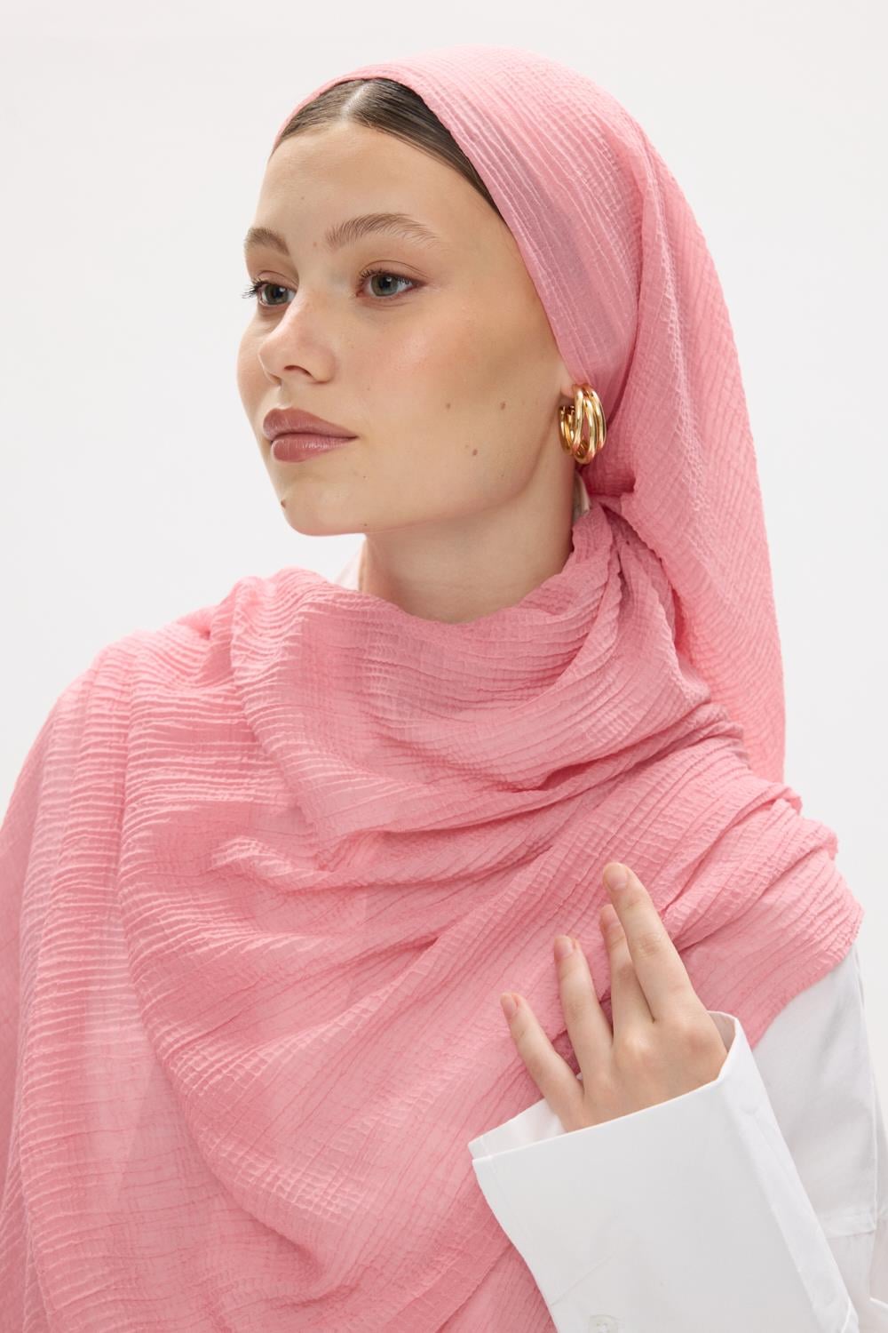 FREYA ŞEKER PEMBE MÜSLİN PÜSKÜLÜ BÜRÜMCÜK PAMUKLU ŞAL