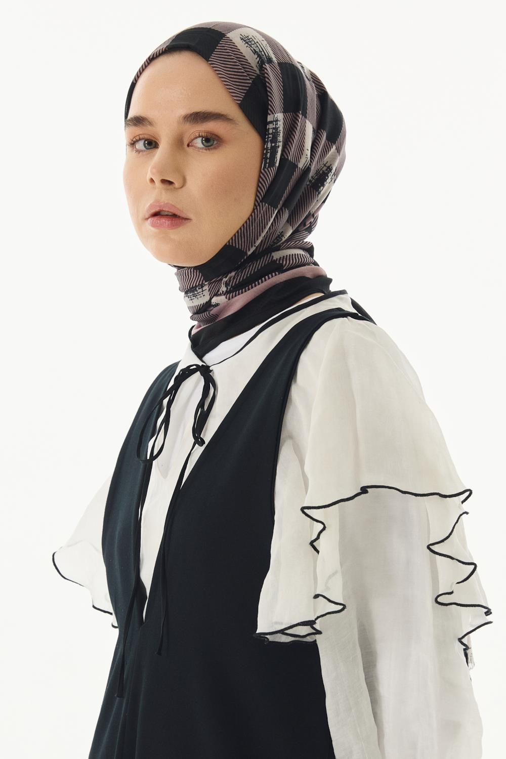 LULU MÜRDÜM KÜP DESEN PAMUKLU ŞAL