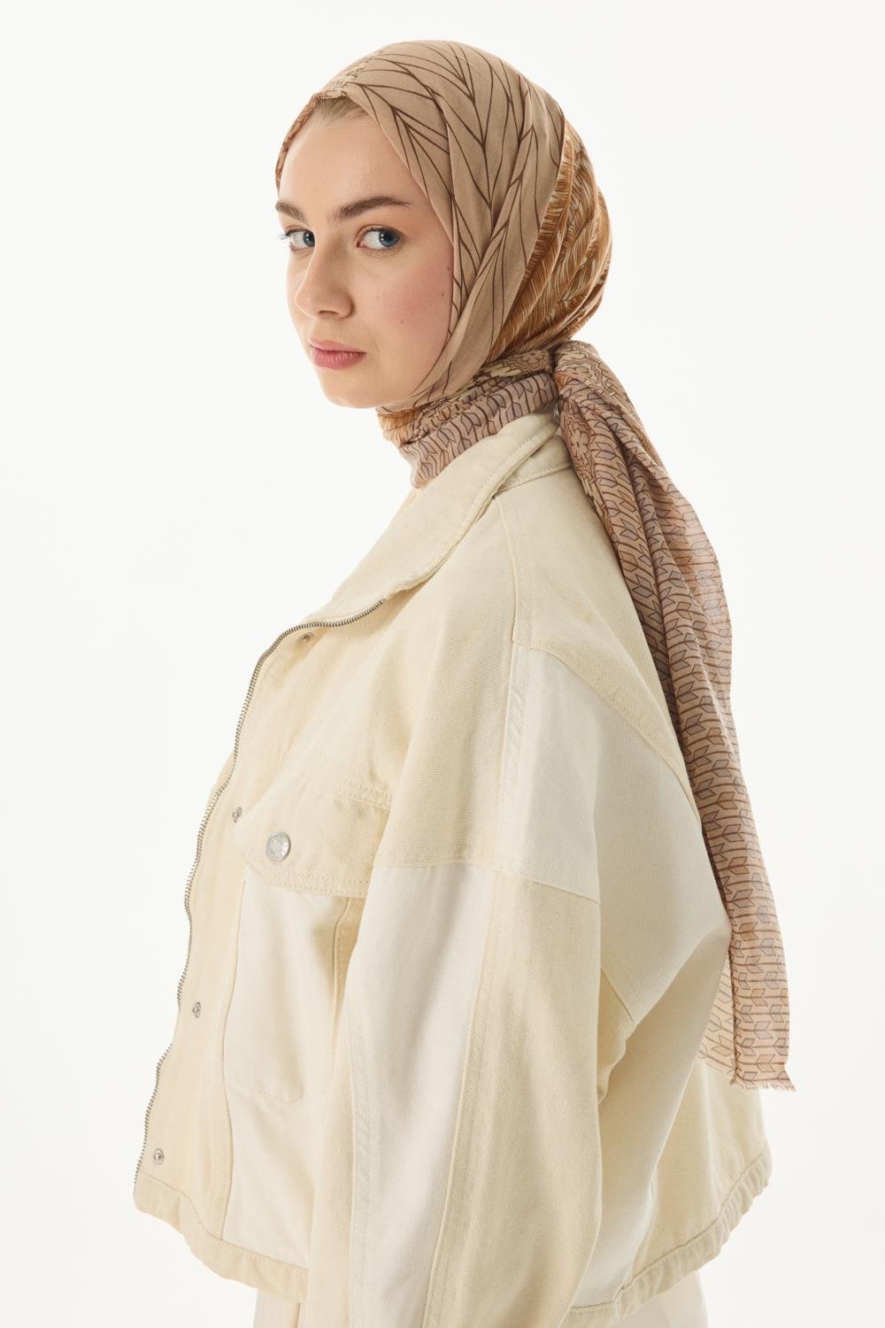 SAHRA BEJ DESENLİ PAMUKLU ŞAL