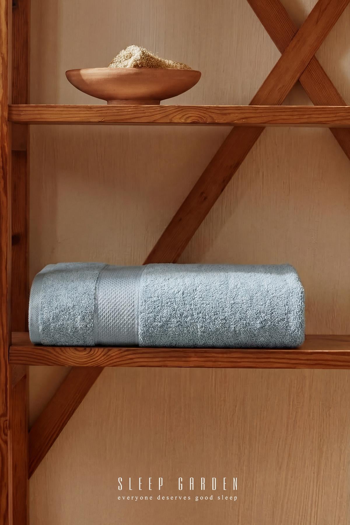 %100 Pamuk Yumuşak Dokulu 90x140 Banyo Havlusu GriSleep Garden