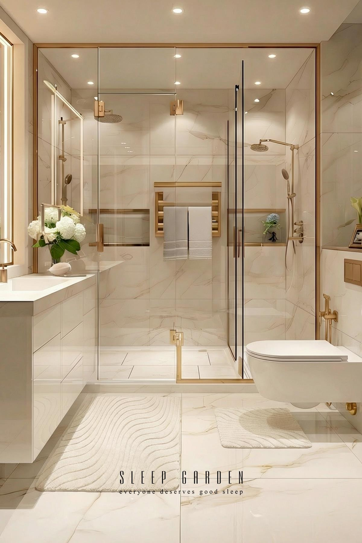 Calma Banyo Paspas Seti Kaydırmaz 60x100 cm + 50x60 cm KremSleep Garden