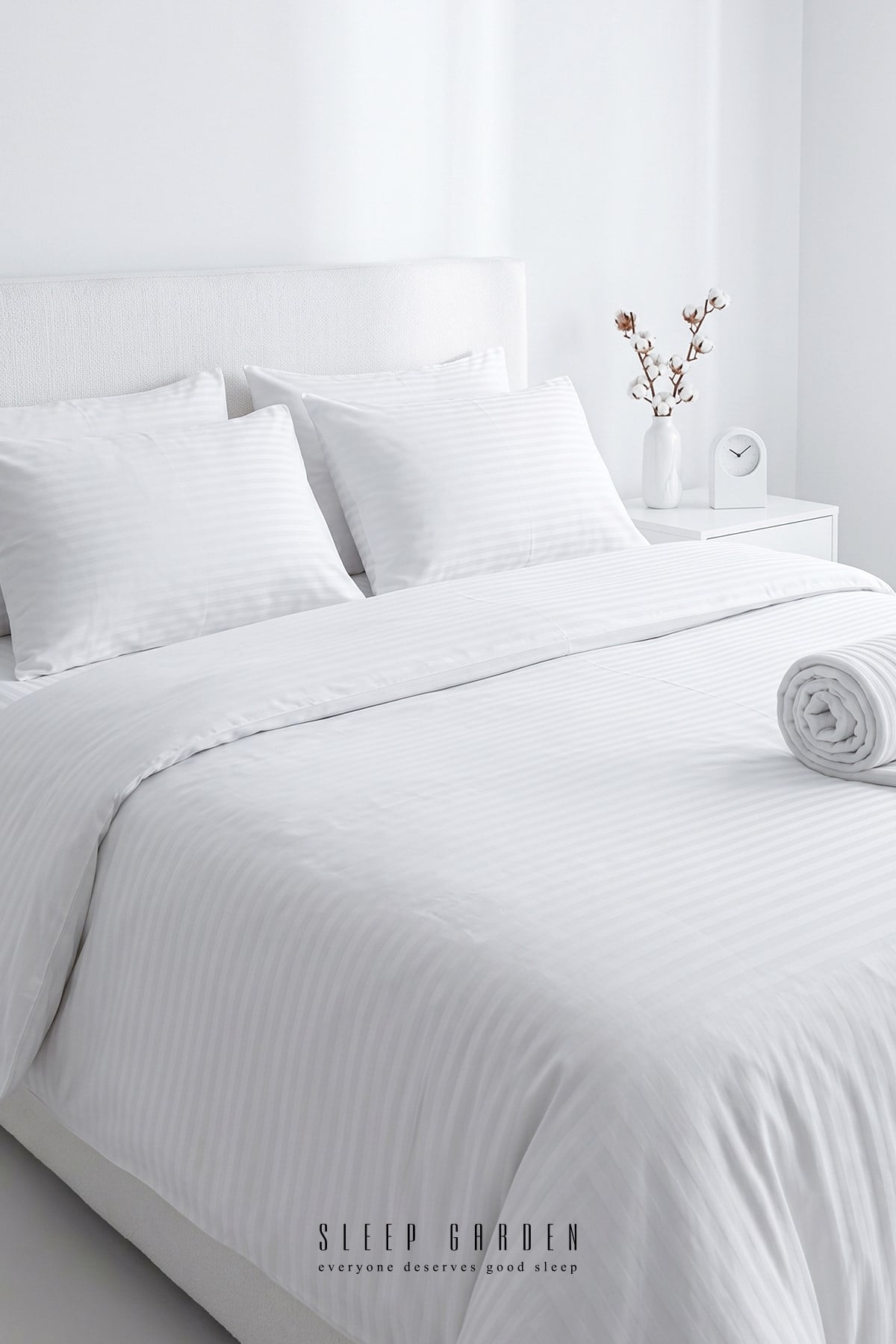 Elegan Pamuklu Lastikli Beyaz Nevresim TakımıPamuklu Lastikli Beyaz Elegan Tek Kişilik Nevresim Takımı | Sleep GardenSleep Garden