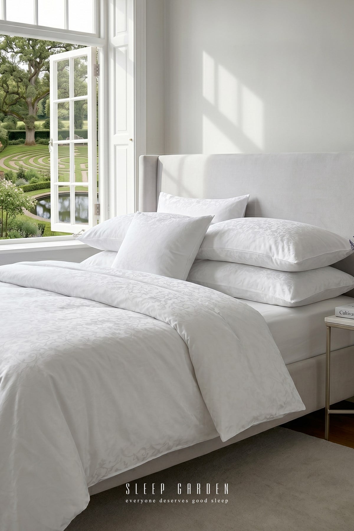 Jakar Deluxe %100 Pamuk Lastikli Beyaz Nevresim Takımı%100 Pamuk Lastikli Beyaz Jakarlı Tek Kişilik Nevresim Takımı | Sleep GardenSleep Garden