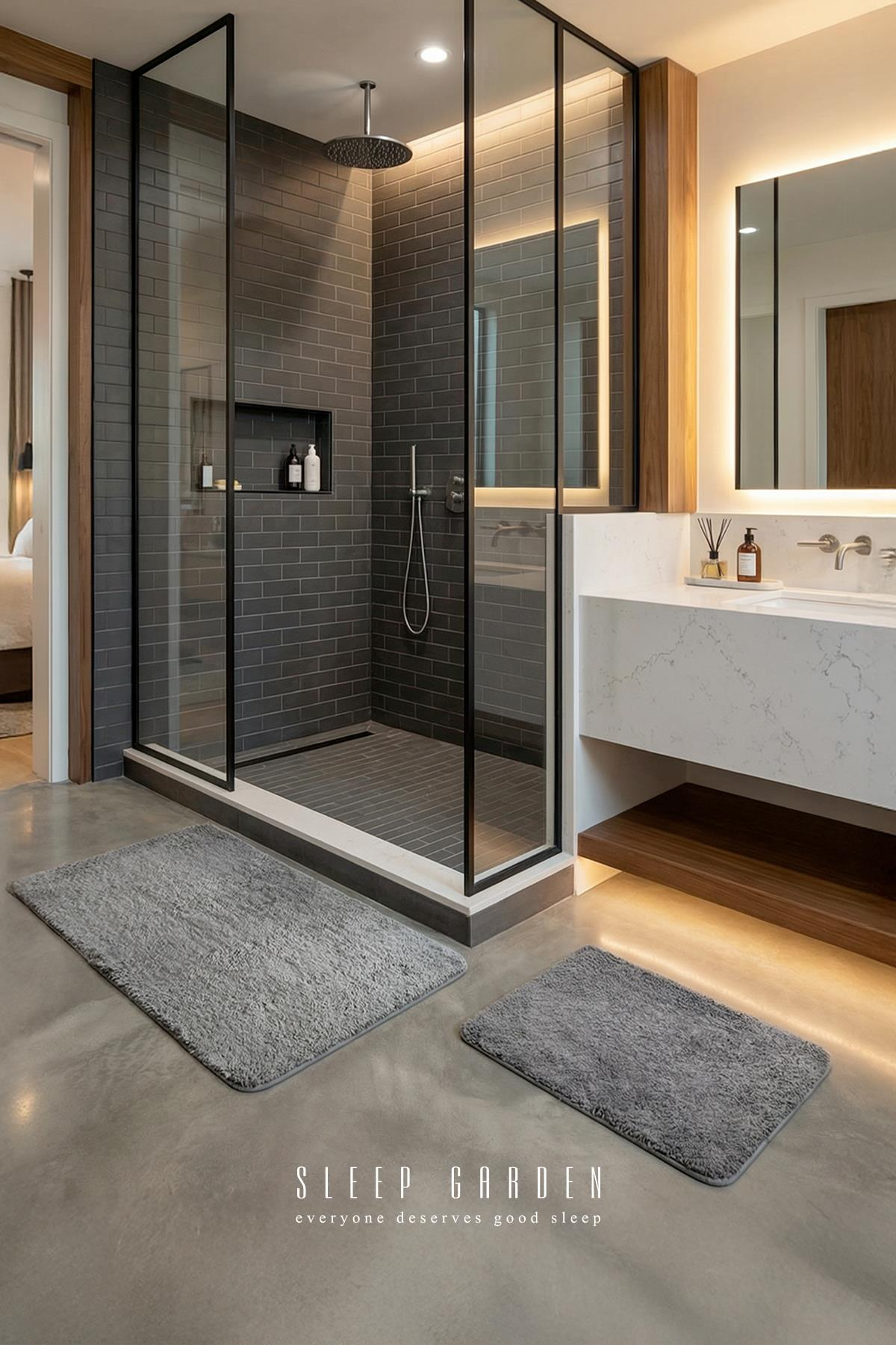 Luniva Banyo Paspas Seti Kaydırmaz 60x100 cm + 40x60 cm Sleep Garden