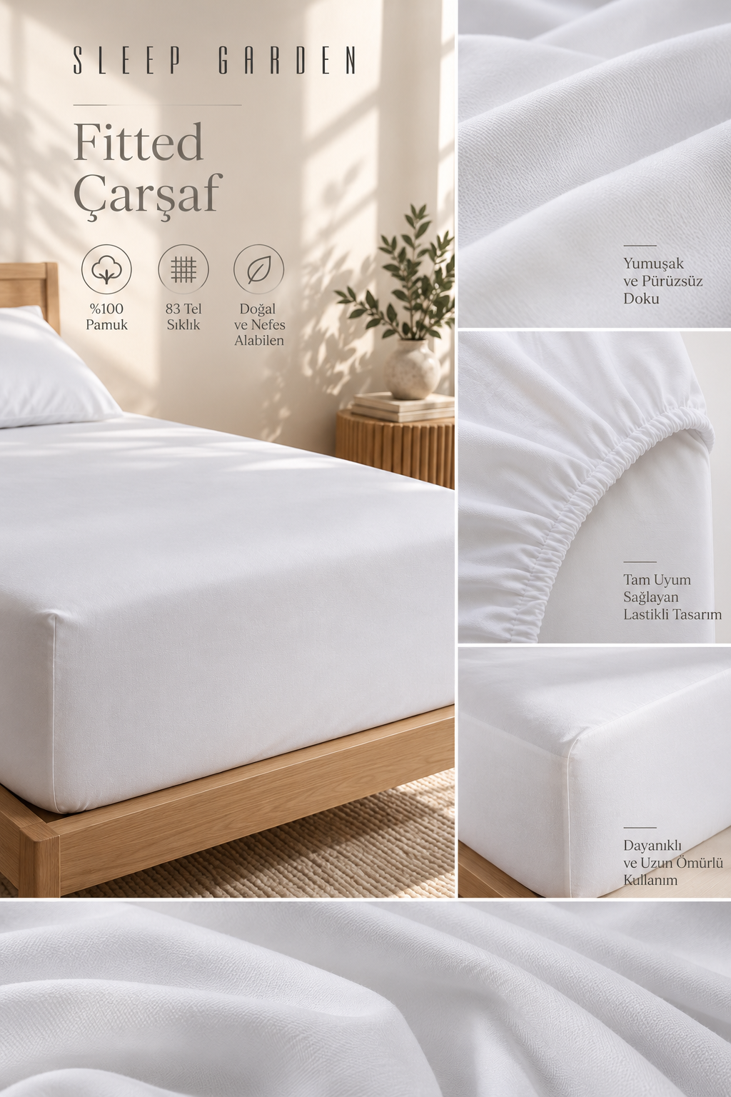 Sleep Garden %100 Pamuk 83 Tel Fitted ÇarşafSleep Garden %100 Pamuk 83 Tel Fitted ÇarşafSleep Garden