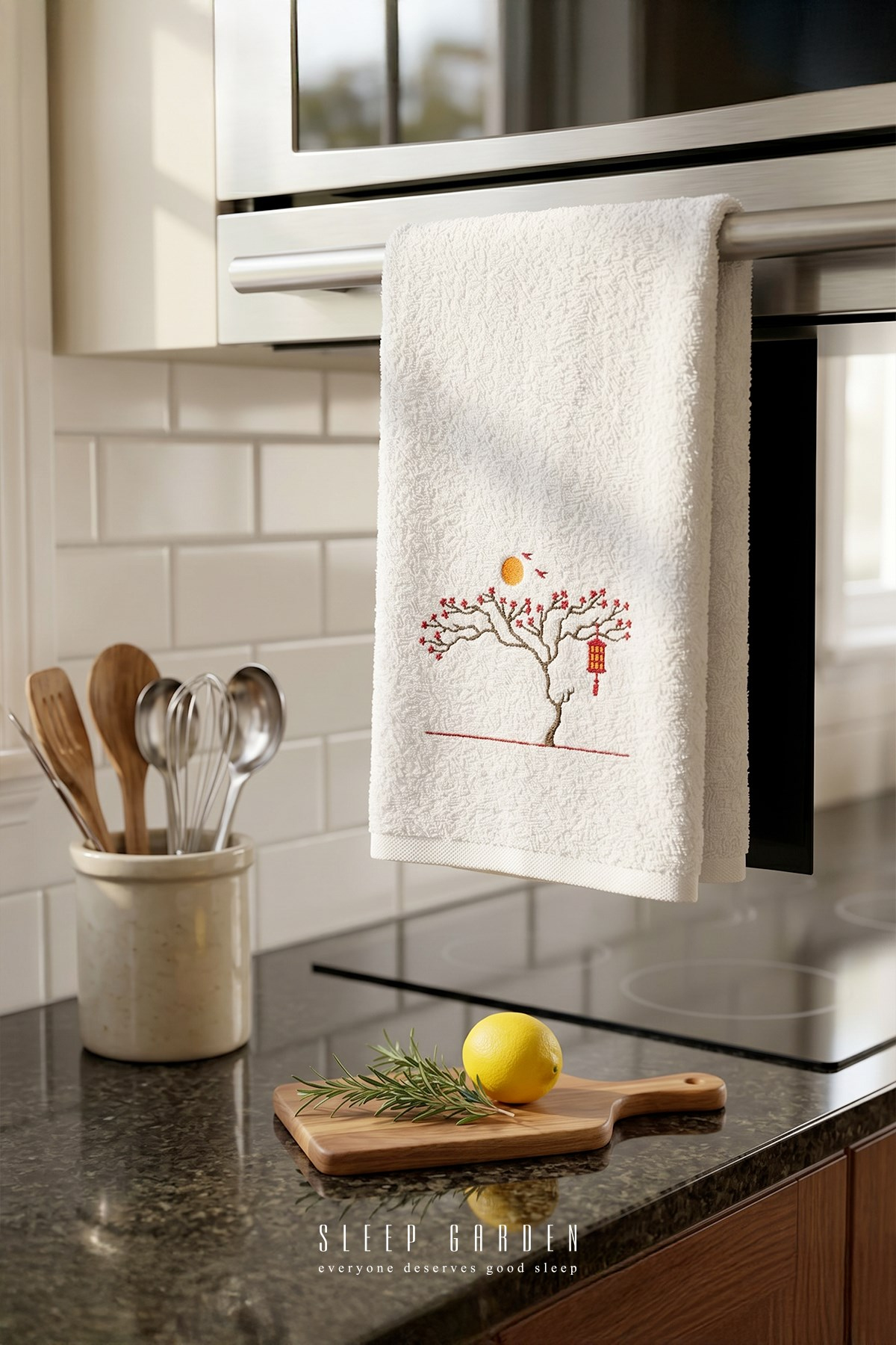Sleep Garden %100 Pamuk Nakışlı Tasarım Ağaç Desen El ve Yüz Havlusu 50x90 cm Sleep Garden