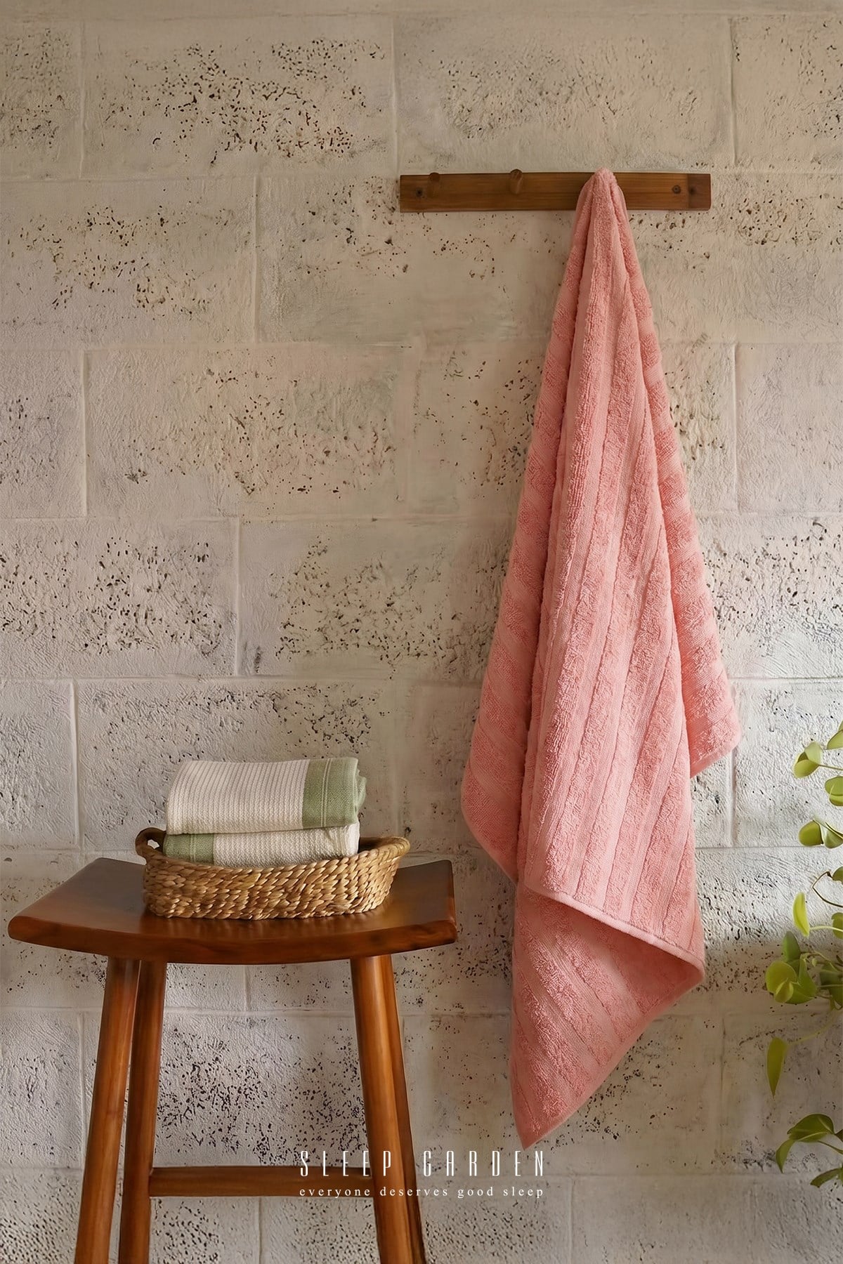 Sleep Garden %100 Pamuk Pembe Kaliteli Kalın El Yüz Havlusu 90x50 cm Sleep Garden