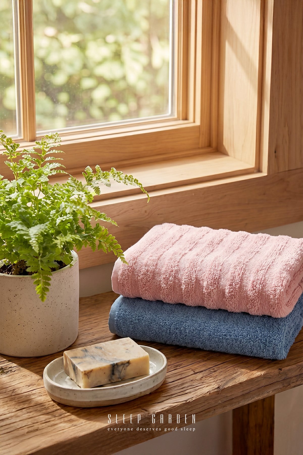 Sleep Garden %100 Pamuk Pembe-Mavi Kaliteli El Yüz Havlusu 90x50 cm 2'li SetSleep Garden