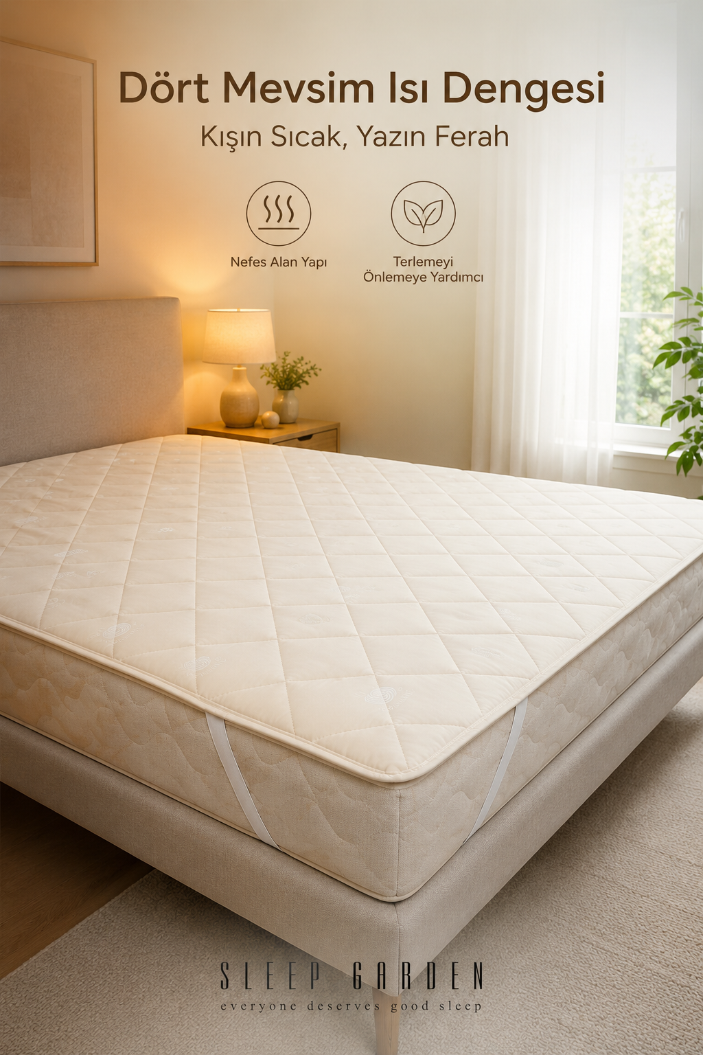 Sleep Garden %100 Yün Kapitoneli Lastikli Yatak Koruyucu AlezSleep Garden Yün Yatak Alezi Lastikli Çantalı Sleep Garden