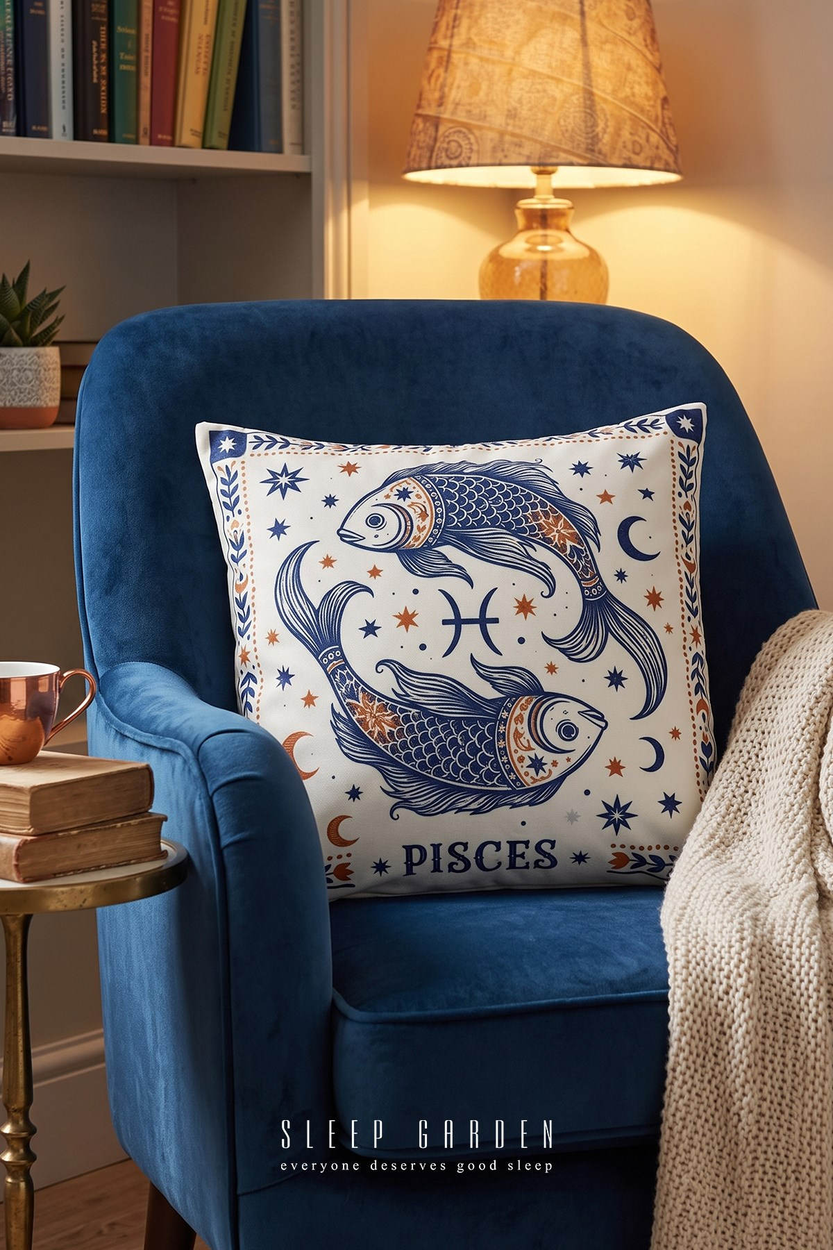 Sleep Garden Balık/Pisces Burç Tasarım Modern Dekoratif Kırlent Kılıfı 43x43Sleep Garden