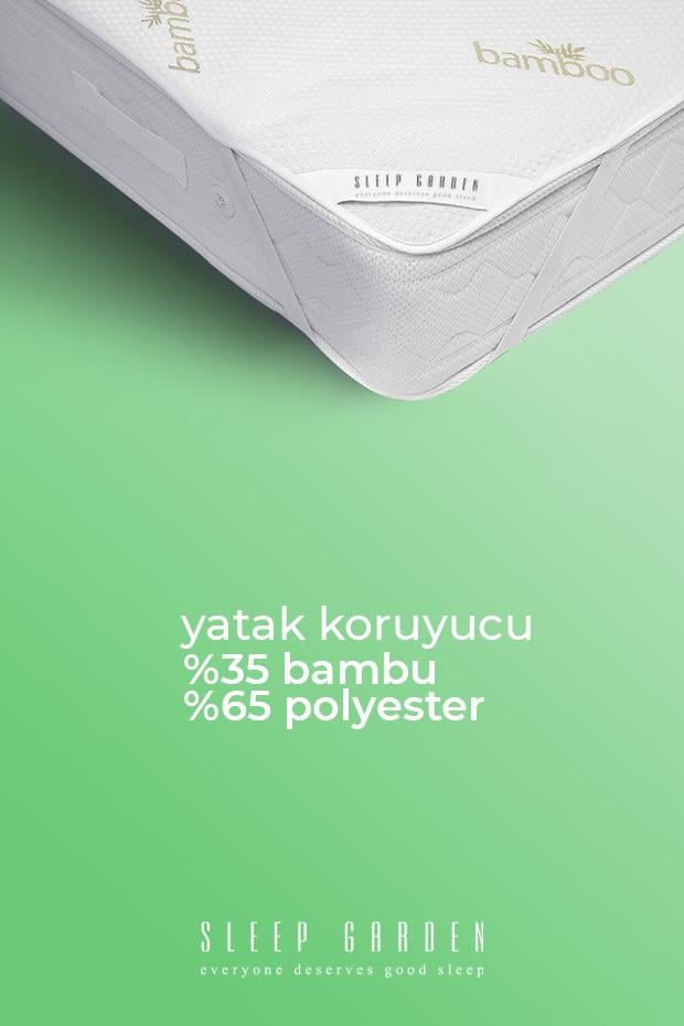 Sleep Garden Bambu Yatak Alezi Dört Köşe Lastikli Çantalı Tek Kişilik (100x200)Sleep Garden
