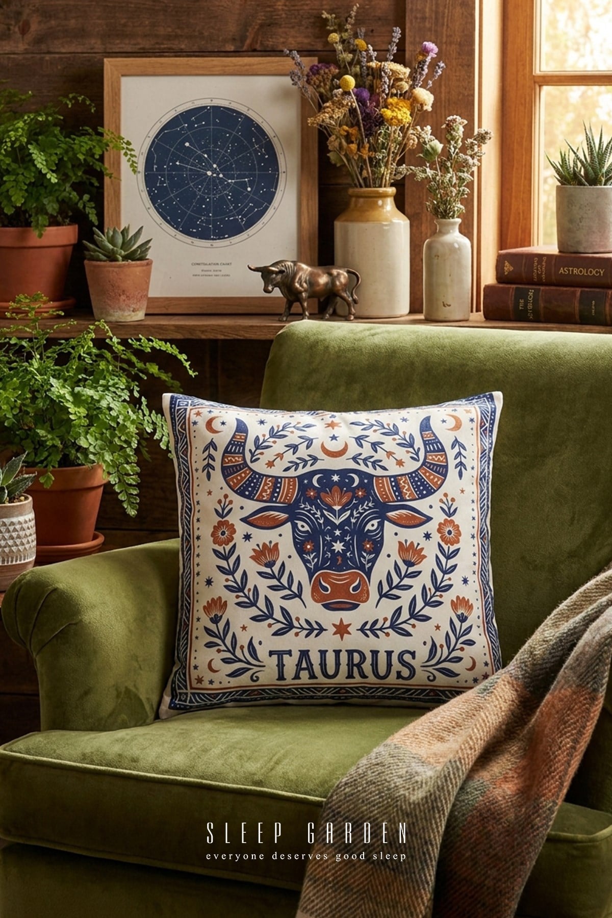 Sleep Garden Boğa/Taurus Burç Tasarım Modern Dekoratif Kırlent Kılıfı 43x43Sleep Garden