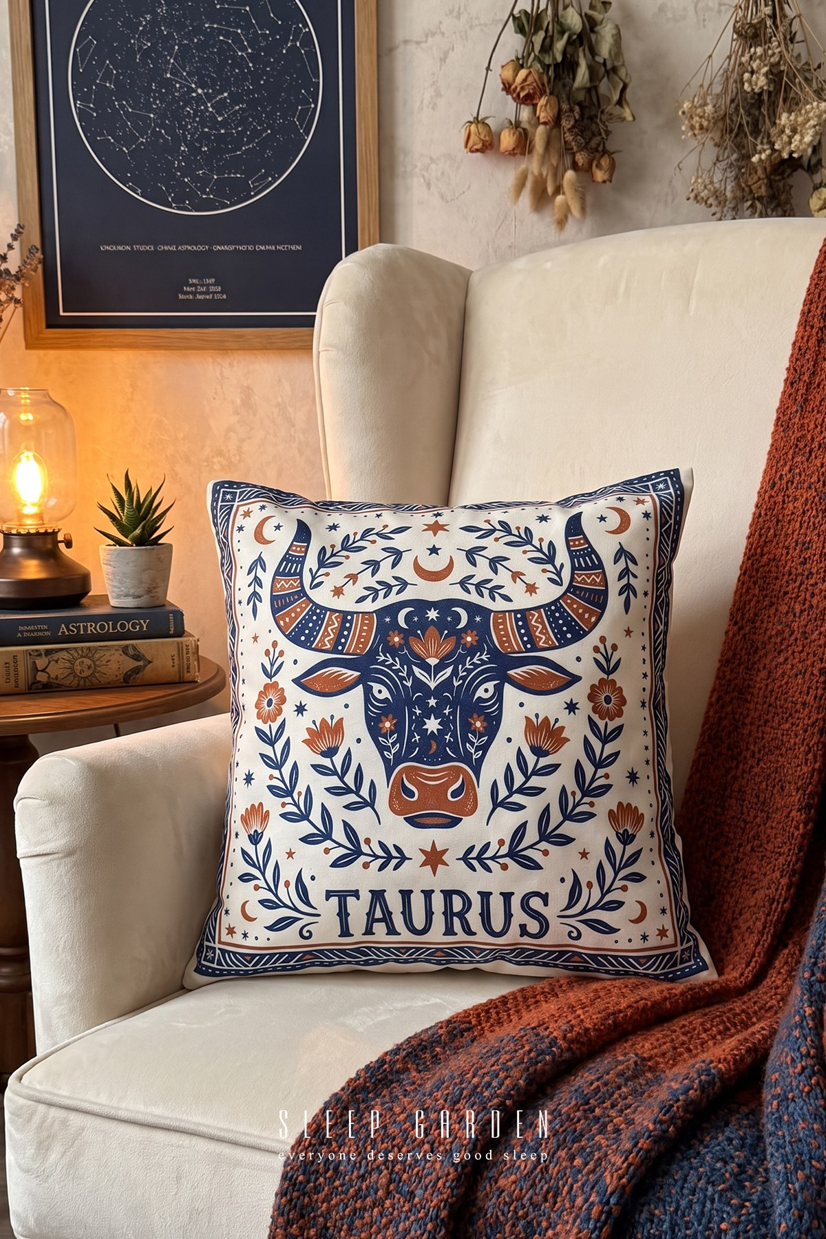 Sleep Garden Boğa/Taurus Burç Tasarım Modern Dekoratif Kırlent Kılıfı 43x43Sleep Garden