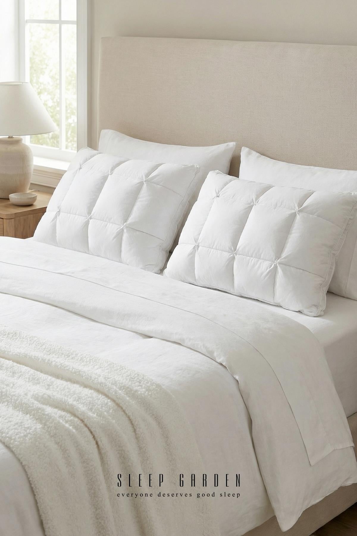 Sleep Garden Buffle Hybrid Kaz Tüyü Medikal Yastık Jüt Keten Çantalı 50x70Sleep Garden Kaz Tüyü Medikal Yastık Tela Çantalı 50x70/Dünyanın en rahat uykusu için tasarlandıSleep Garden